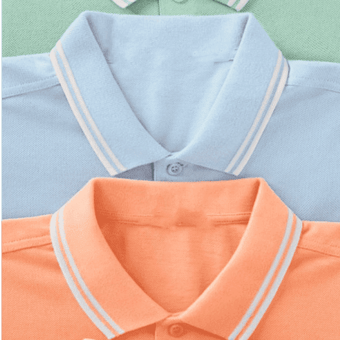 Two polo shirts in blue and orange color