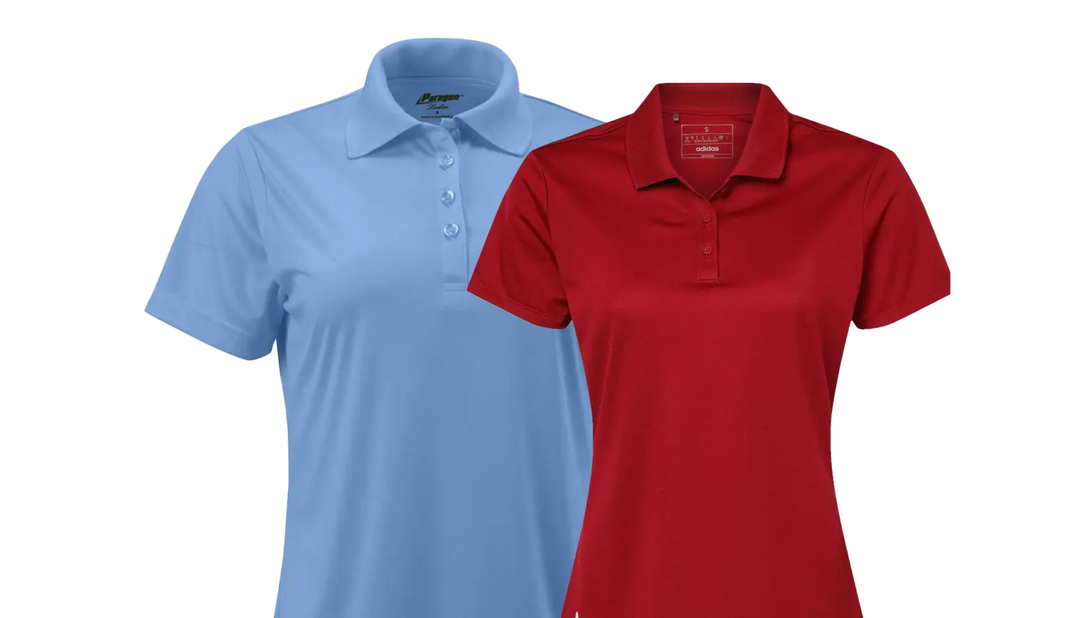 Blue and red polo shirts